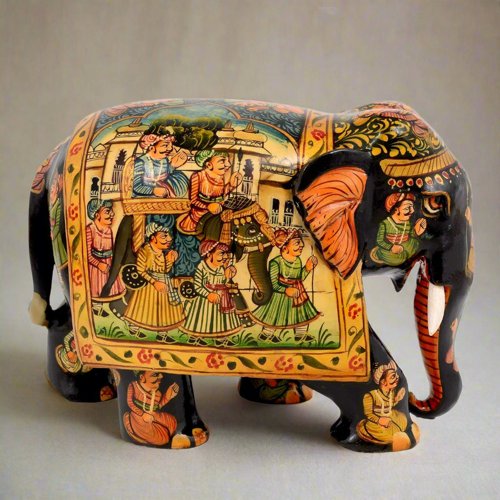 Hand Painted Wooden Elephant Statue